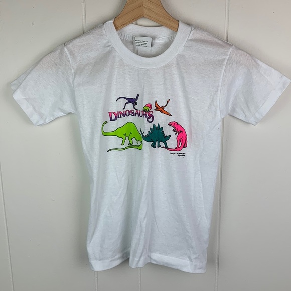 Vintage 1988 Dinosaur Shirt Kids Medium - Picture 1 of 5